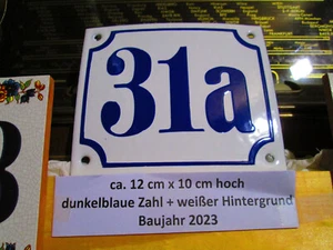 Hausnummer 31a dunkel-blau Zahl weißem Hintergrund 12cmx10cm Die Echte Emaille - Picture 1 of 24