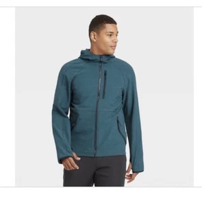 Herren blau/türkis gewebtes Fleece durchgehender Reißverschluss Hoodie Mantel Jacke Größe S All in Motion - Bild 1 von 10