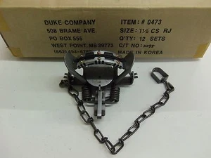 1 Duke # 1 1/2 Rubber Jaw Coil Spring Trap 0473 Raccoon Mink Nutria Trapping Fox - Picture 1 of 2