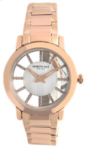 Kenneth Cole Plata Esfera Oro Rosa Tono Reloj Pulsera Mujer 10031428 36mm