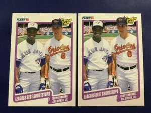 1990 Fleer # 634 CAL RIPKEN JR & TONY FERNANDEZ Lot 2 Super Star SS Orioles $$$