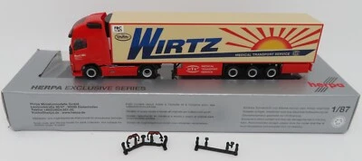 Herpa Ho 1/87 Camion Volvo Fh XL 13 Sz Semi Rimorchio Wirtz MTS #917247 IN Box - Immagine 1 di 4