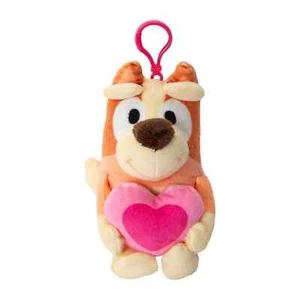Bluey Bingo Mochila de Peluche San Valentín Clip 6" - Sosteniendo Corazón Rosa - Regalo para K - Imagen 1 de 1