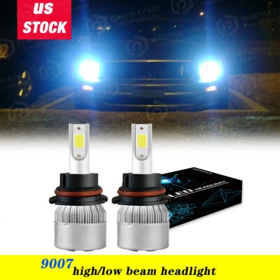 Ice blue 8000K 9007 LED Headlights LED Lights Bulbs Kit Hi/Lo Beam Super Bright - Image 1 of 4