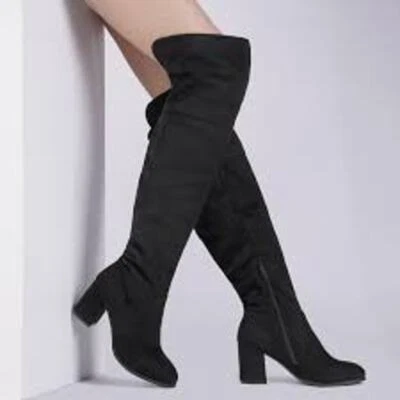 Botas Marc Fisher LTD con cremallera lateral sobre la rodilla negras lisas para mujer talla 6,5 M Foto 1 de 4