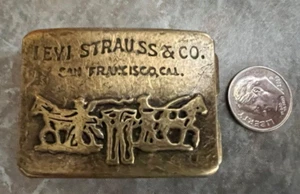 Vintage Levi Strauss & Co San Francisco kleiner gewebter Stoff Typ GÜRTELSCHNALLE - Bild 1 von 5