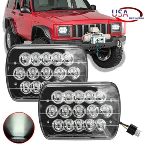Black H5054 H6054 7x6" 5x7" LED Headlights for Jeep Wrangler YJ Cherokee XJ D21 - Picture 1 of 12