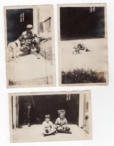 USA Hund & süße Welpen Kinder Portraits 3 alte Amateur Schnappschuss Fotos 1920 - Bild 1 von 6