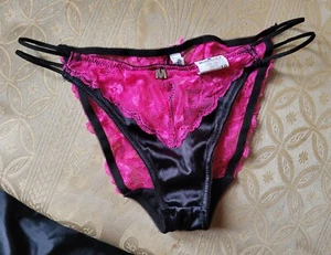 NWT Morrisey Lace Hot Pink Black Cabaret Briefs Panties Size 10, 36 EUR, S US - Picture 1 of 8
