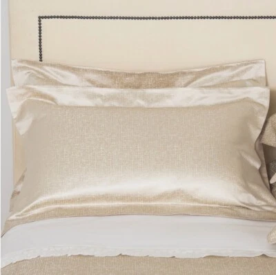 RARE $750 Frette Lux Glowing Weave KING Pillow Sham Cotton Beige - Image 1 of 4