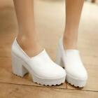 Women's Oxfords Casual Platform Block Square Heel Round Toe Pull On Shoes Pumps