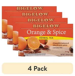 (4 pack) Bigelow Orange and Spice, Caffeine Free, Herbal Tea Bags, 20 Count - Picture 1 of 9