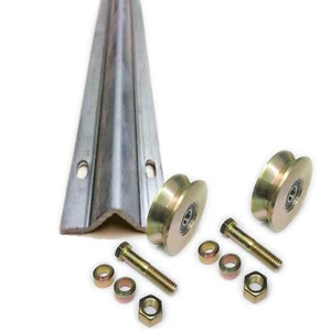 4" V Groove Wheel 2 Bearing, Galvanized Inverted V Track 12ft Section Italy - Picture 1 of 3
