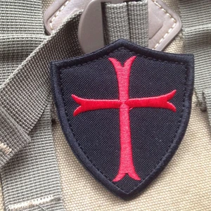Knights Templar Cross 3x2.5 '' Shield Military ARMY EMBROIDERED PATCH - Picture 1 of 5