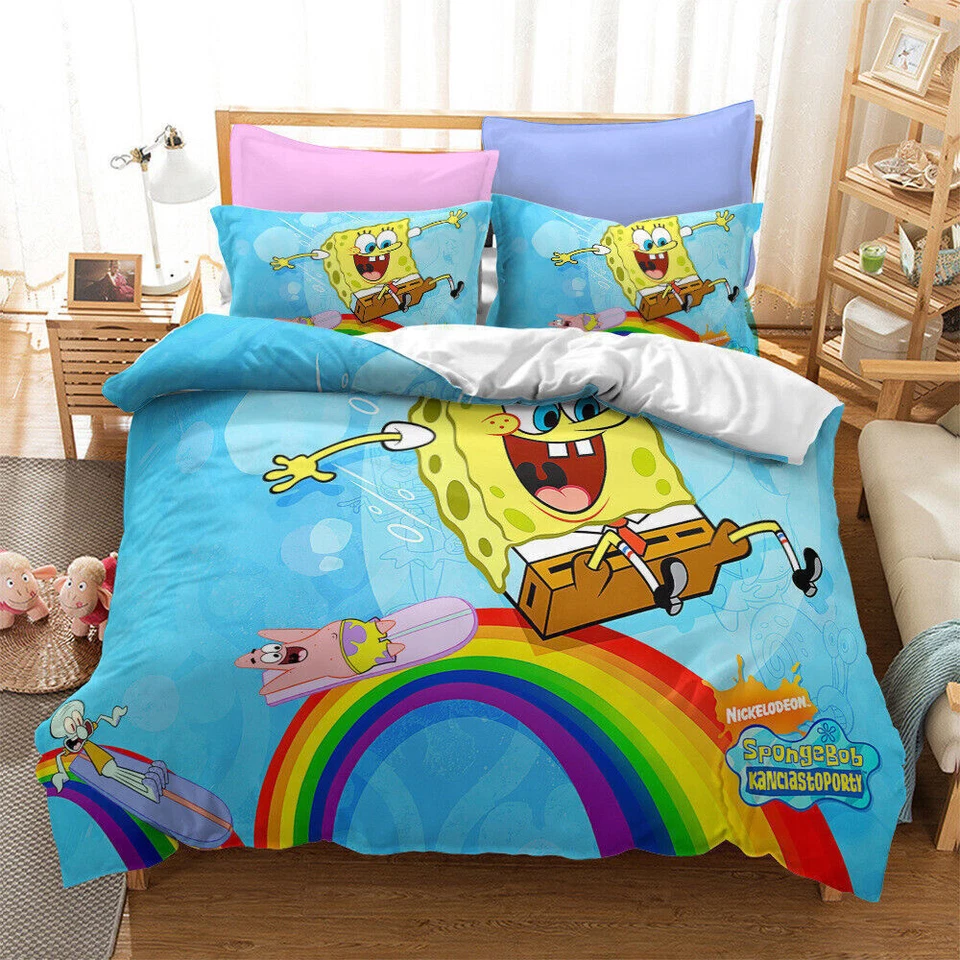 Spongebob Squarepants 3D Duvet Cover Pillowcase Bedding Set Single Double - Image 1 of 1