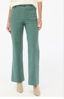J Crew Lizzie High Rise Patch Pocket Wide Leg Pant Womens 33 Full Length New - Image 1 of 4