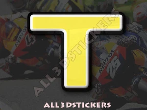 3D Stickers Resin Domed LETTER T - Color Yellow - 25 mm(1 inch) Adhesive Decal - Imagen 1 de 1