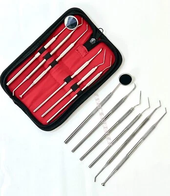GERMAN STAINLESS Dentist Cleaning Tool Set 6 Pack Hygiene Kit Pick Scaler Mirror - Image 1 of 4