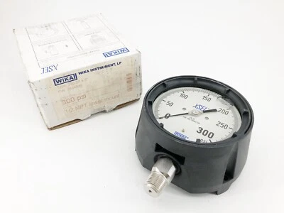 New Wika 9834049 Glycerin Gauge 300 PSI 1/2" NPT Lower Mount 233.34 4.5" - Image 1 of 4