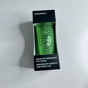 Starbucks Metallic Green Studded Bling Keychain Ornament 2023 Key Chain Winter - Foto 1 di 5