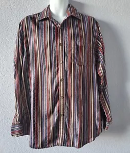 Camisa para hombre Tasso Elba de algodón a rayas manga larga con botones talla L LN - Imagen 1 de 7
