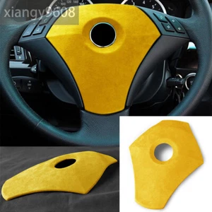 Suede Yellow Steering Wheel Center Panel Cover For BMW 5 Series E60 E61 2004-10 - Bild 1 von 11