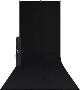 WESTCOTT X-DROP WRINKLE-RESISTANT BACKDROP KIT - RICH BLACK SWEEP (5' X 12') - Picture 1 of 3