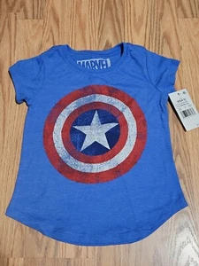 Marvel Size XS (4-5) Girls Red Tank Top Sleeveless Shirt Glitter shield - Picture 1 of 5