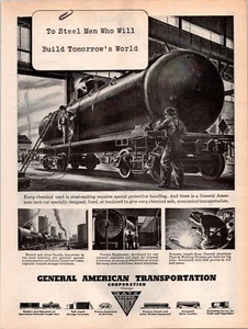 VINTAGE 1945 GENERAL AMERICAN TRANSPORTATION CORP. TRAIN RAILROAD PRINT AD - Picture 1 of 1