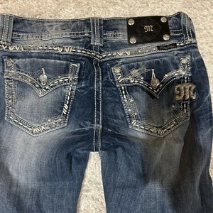 Miss Me Damen Blue Jeans Pailletten 28 Stretch Distress Slim Straight - Bild 1 von 10