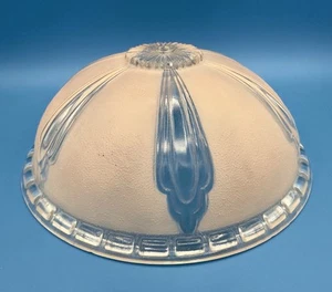 Vintage Art Deco 10,25" Rosa Milchglas Unterputz Deckenlampe Leuchte - Bild 1 von 4