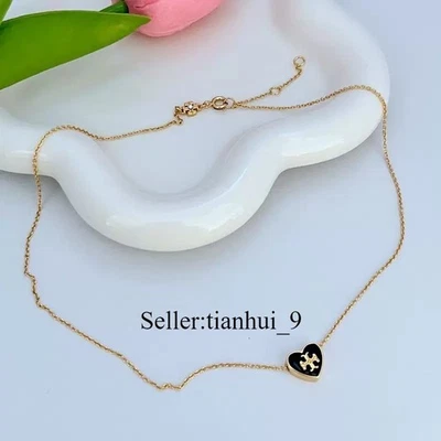 Новый! Ожерелье с золотым и черным сердцем Tory с чехлом для ювелирных изделий размер: 45 см - Изображение 1 из 3