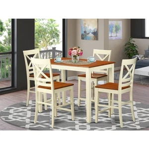 Dining Counter Height Set- High Table And Dining Chairs - Picture 1 of 5
