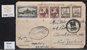 VPH_275. VATICAN. 1945 postcard w. multiple GARDEN & MEDALLION stamps. Scott 33+ - Picture 1 of 1