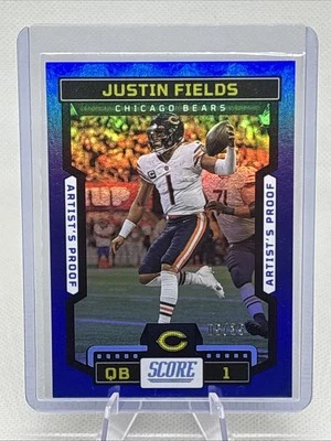 2023 Panini Score #99 Justin Fields /35 Artist's Proof Blue Chicago Bears NM+ - Image 1 of 3