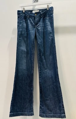 Talla 28 PAPER DENIM & TELA tiro medio pierna ancha JAYNE lavado oscuro entrepierna 33" Foto 1 de 4