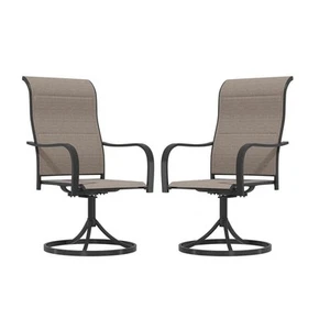 Steel Textilene Patio Dining Chair 360-Degree Swivel Chair for Deck Lawn Garden - Picture 1 of 7