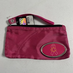 Chicago Bears NFL Wristlet Wallet Pink Breast Cancer Awareness MVF Zipper Bag  - Picture 1 of 3