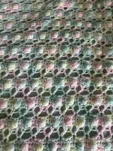 Vintage Handmade Quilt Crocheted Baby Blanket 63x42 - Picture 1 of 5