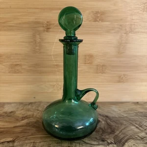 Jarra de cristal verde Mid-Century con tapón de corcho - Imagen 1 de 7