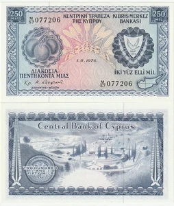 Cyprus 250 Mils Banknote 1976 Choice Uncirculated Condition Pick#41-C-206 - Picture 1 of 1