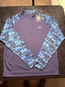 NWT MEN'S FOOTJOY 1/4 ZIP PULLOVER, SIZE: M, COLOR: NAVY/BLUE CAMO (M28) - Picture 1 of 3