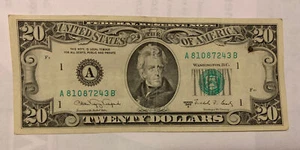 1988 A Series, $20 A1 District $20 FRN, S# A 81087243 B - Picture 1 of 3