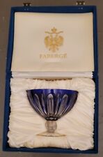Faberge Cobalt Blue And Clear Footed Bowl Compote In Presentation Box No Reserve