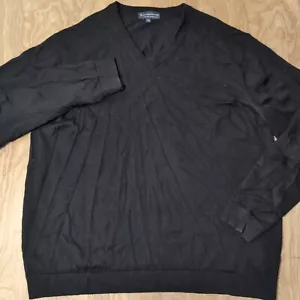 Hart Schaffner Marx V-neck Sweater Mens SZ XLT Black Extra Fine Merino Wool - Picture 1 of 5