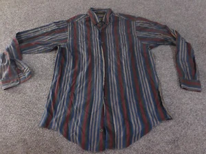 alexander julian colours shirt Medium blue mens striped button up vintage - Picture 1 of 12