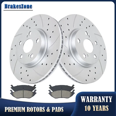 Kit de pastillas de rotores de freno delanteros aptos para frenos perforados ranurados Scion XD 2008-2014 Foto 1 de 4