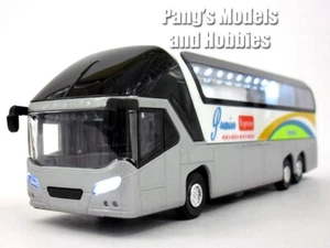7.75 inch Airport Coach Bus w/ Lights & Sound 1/60 Scale Diecast Model - SILVER - Picture 1 of 6