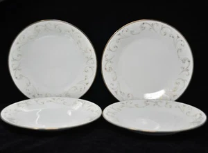 Set 4 Noritake DUETTO 8.25" Salad Luncheon Plates Gold Trim China - Picture 1 of 3