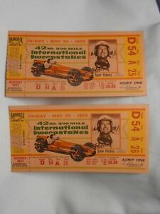 PAIR OF 1958 Indianapolis 500 Indy 500 Motor Speedway Race Tickets NR.